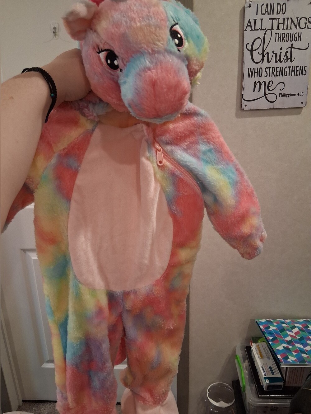 Plush Multicolor Rainbow Unicorn Costume Size 6-12 Months